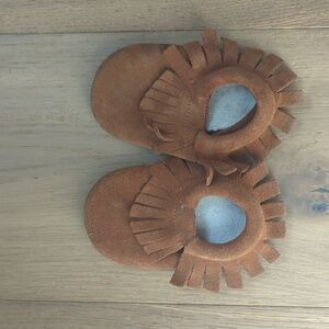 Leather baby moccasins leather, 6-12 month